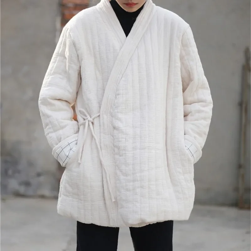 Cintura cinese da donna Parka con scollo a v manica lunga più cappotto di cotone abbigliamento tinta unita 2024 inverno Vintage