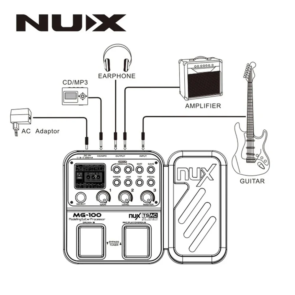 Nux MG-100 Multi Effects For Electric Guitar Stringed Instrument Parts Guitar Pedal Electric Guitar Effect Pedal