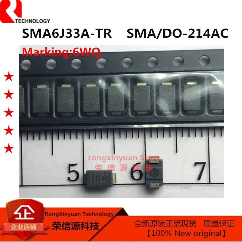 

10 pcs/lot SMA6J33A-TR SMA6J33A Marking: 6WQ SMA6J 33V 600W 2-Pin SMA T/R High junction temperature Transil TM New original