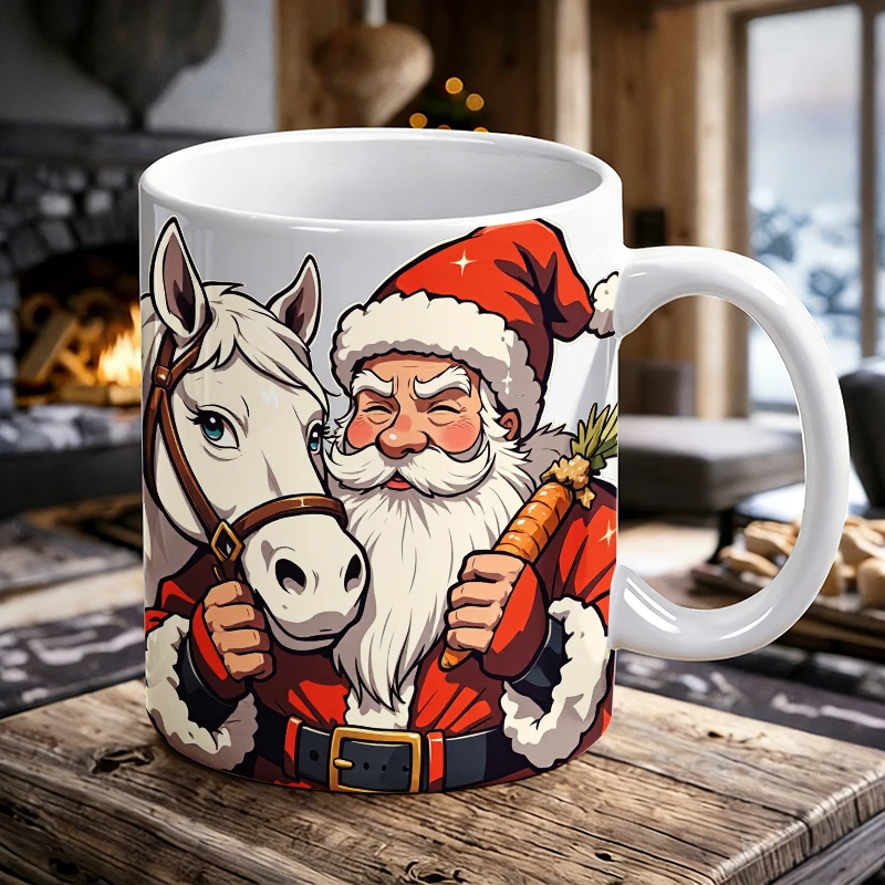 

Fun Santa Claus Saint Nicholas ceramic mug, coffee cup, milk cup, office tea cup, drinking cup, fade-resistant, holiday gift
