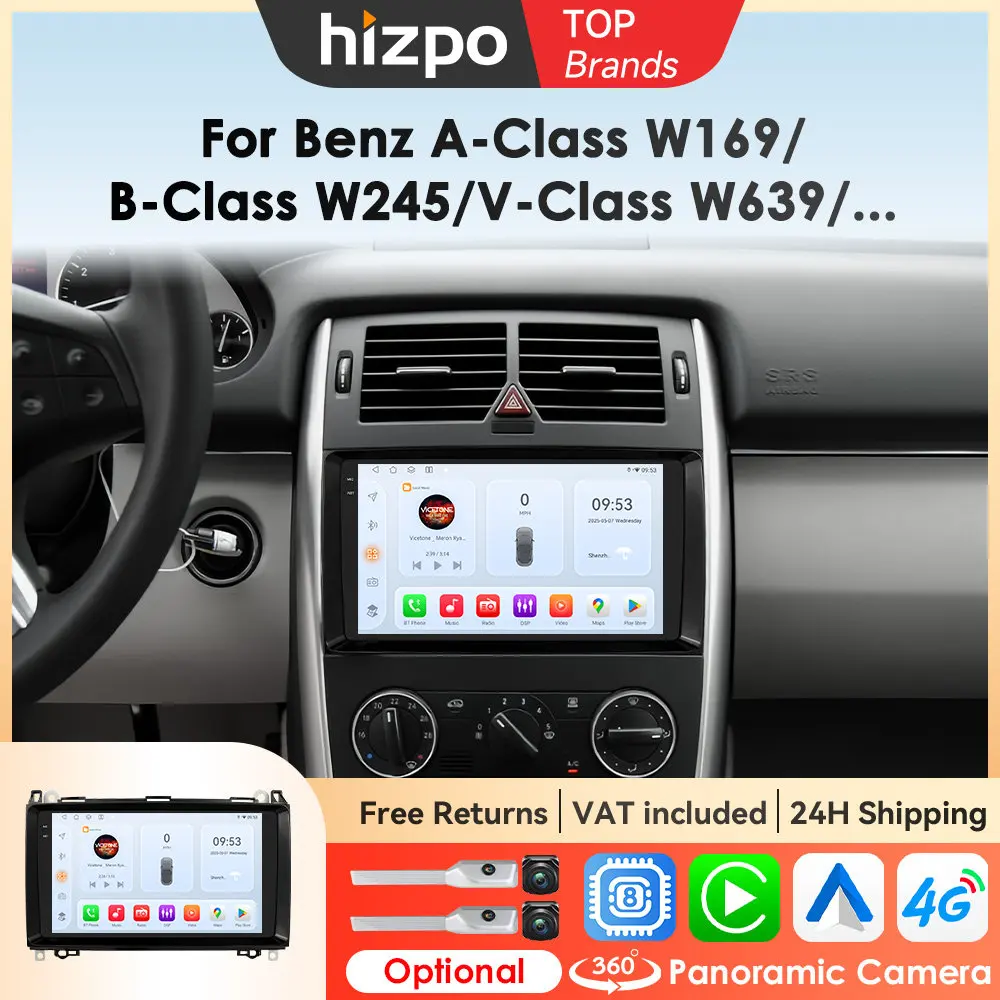 Hizpo 9 pollici schermo auto per Mercedes Benz W169 W245 B200 W906 Sprinter W639 Vito per Apple CarPlay GPS Navi 4G No 2 din 2din DVD