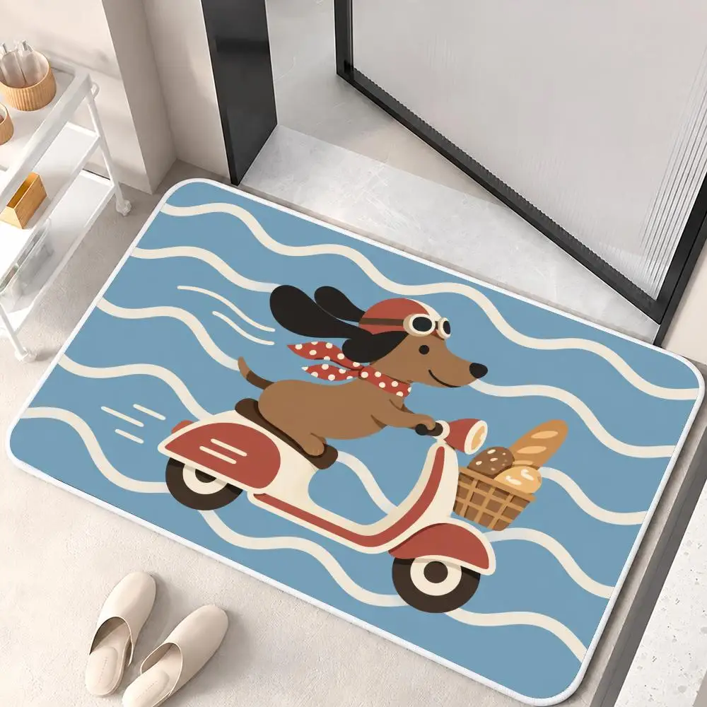 Welcome Home Dachshund Floor Mat Flannel Rug Soft Non Slip Washable Door Mat for Bathroom Bedroom Kitchen Home Decor