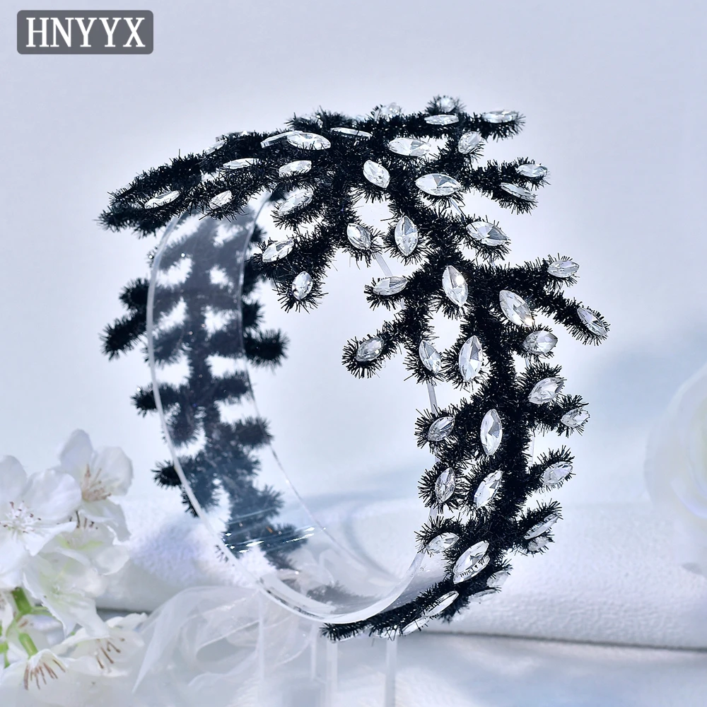 

HNYYX Modern Bride Headband Light Luxury Rhinestone Headdress Suitable for Autumn Headpiece Banquet Prom Hair Accessories A373