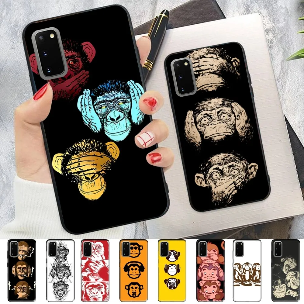 Three Monkeys Phone Case For Samsung S 9 10 20 21 22 23 30 23 24 plus lite Ultra FE S10lite Fundas