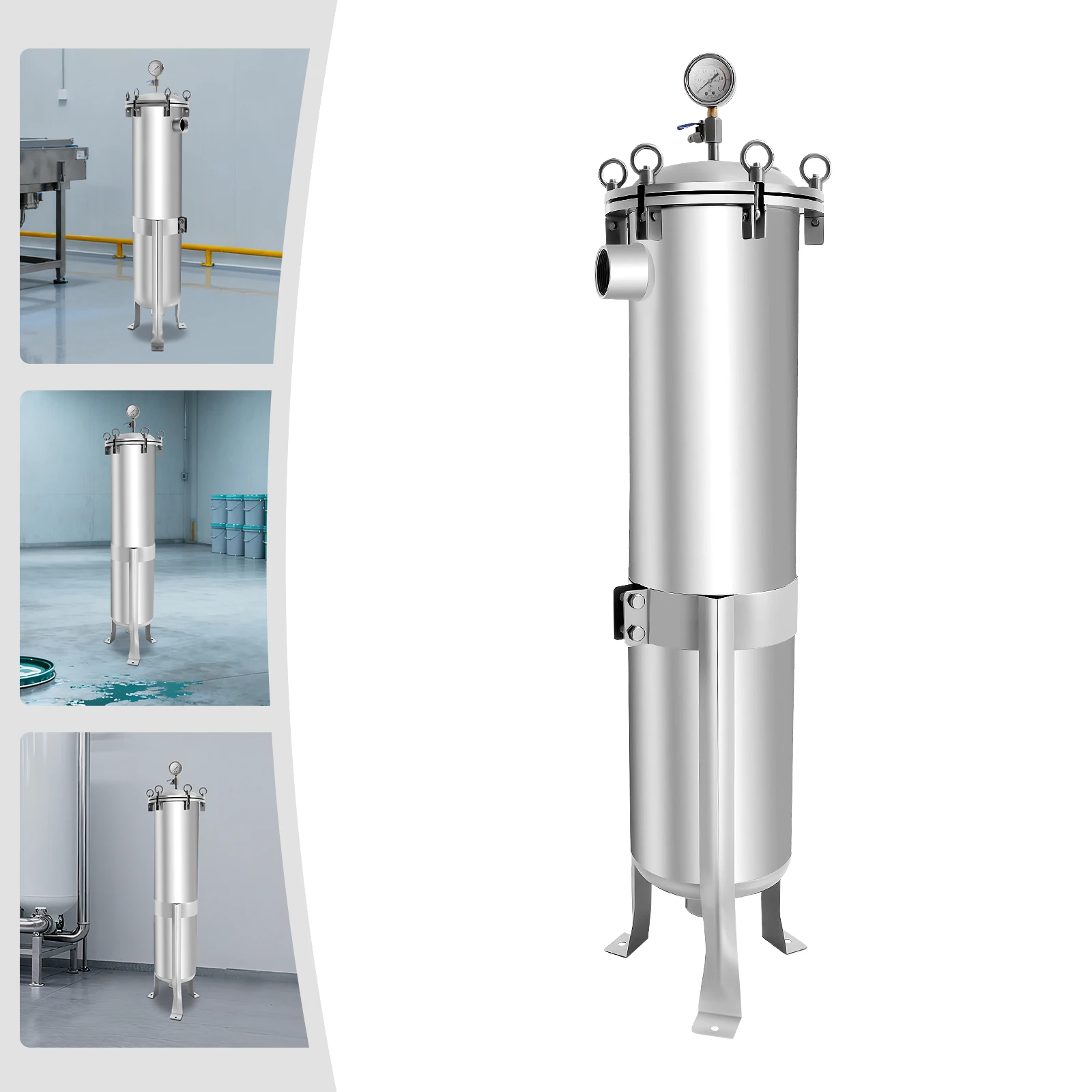 304 مرشح حقيبة الفولاذ المقاوم للصدأ مرشح السائل الصناعي لمعالجة المياه وفصل السائل الصلب الكيميائي عالي الكفاءة