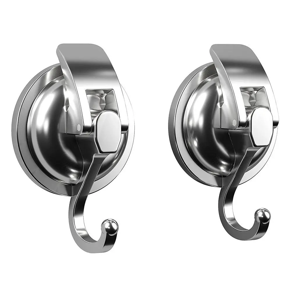 Without Punching Heavy-Duty Easy to Install Bathroom Shower Organization Chrome-Plated Suction Cup Hooks