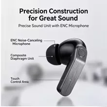 N80-Wireless Bluetooth Earbuds, Stereo Sound Bluetooth Headphones with Transparent Charging Case, Long Battery Life Earphones