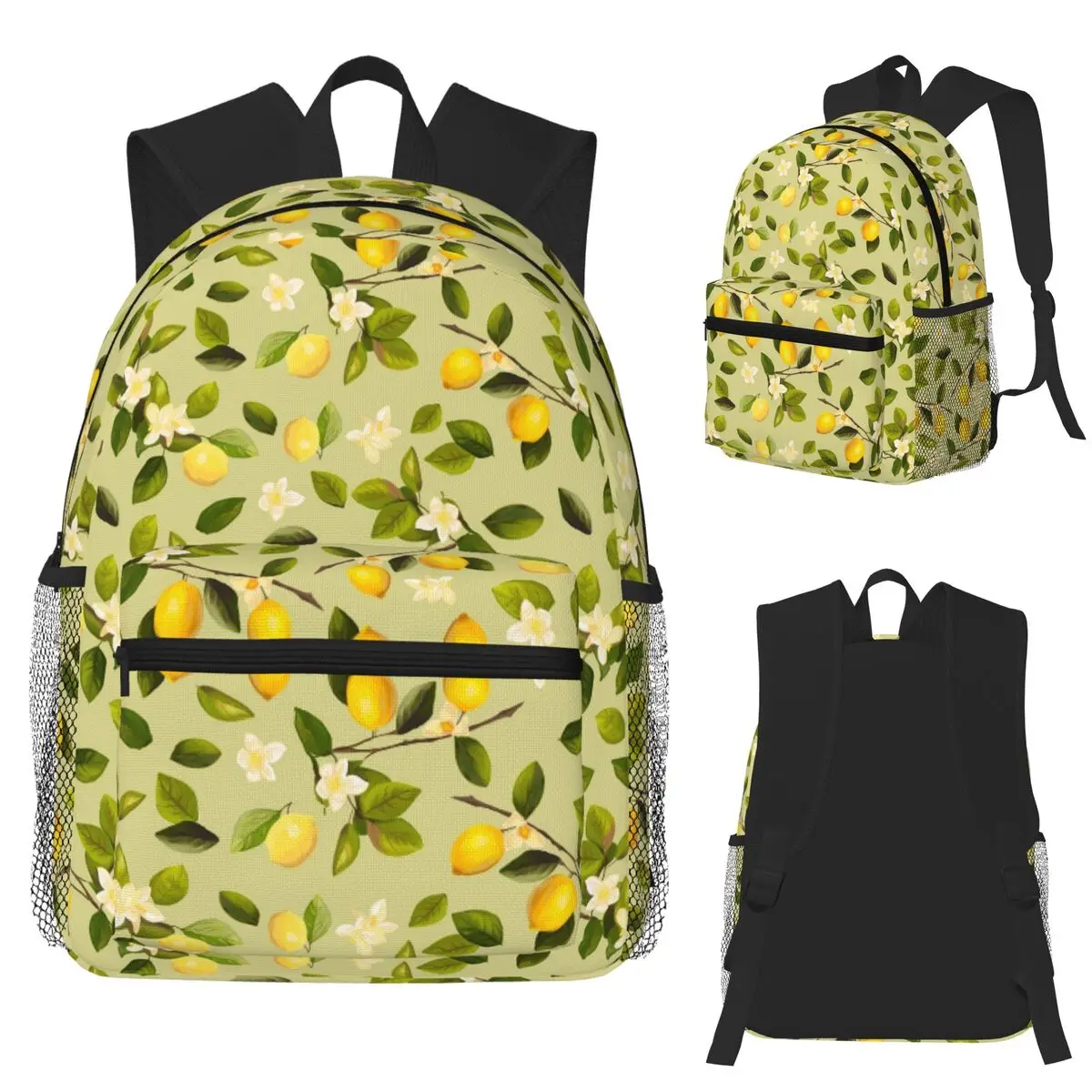 

Lemon Branches On Pale Green Student Backpack School Bag Hiking Travel Daypack for Boys Girls Fashion Bookbag Shoulder Bags