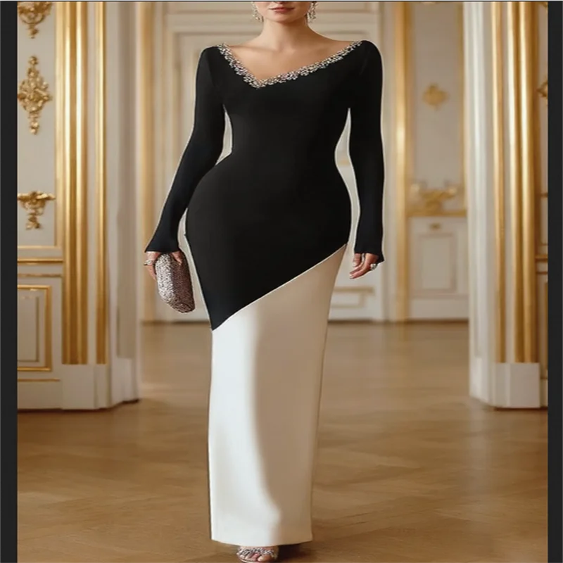 

Black and Ivory Mermaid Prom Dresses Elegant Satian Evening Dress Special Occasion Floor Lenght Party Dresses 2025 Customized