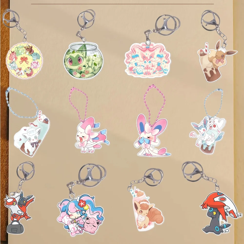 Eevee Miku Sylveon Sprigatito Jigglypuff for Pokemon Acrylic Keychain  Anime Self Made Collection Pendant Decoration Accessories