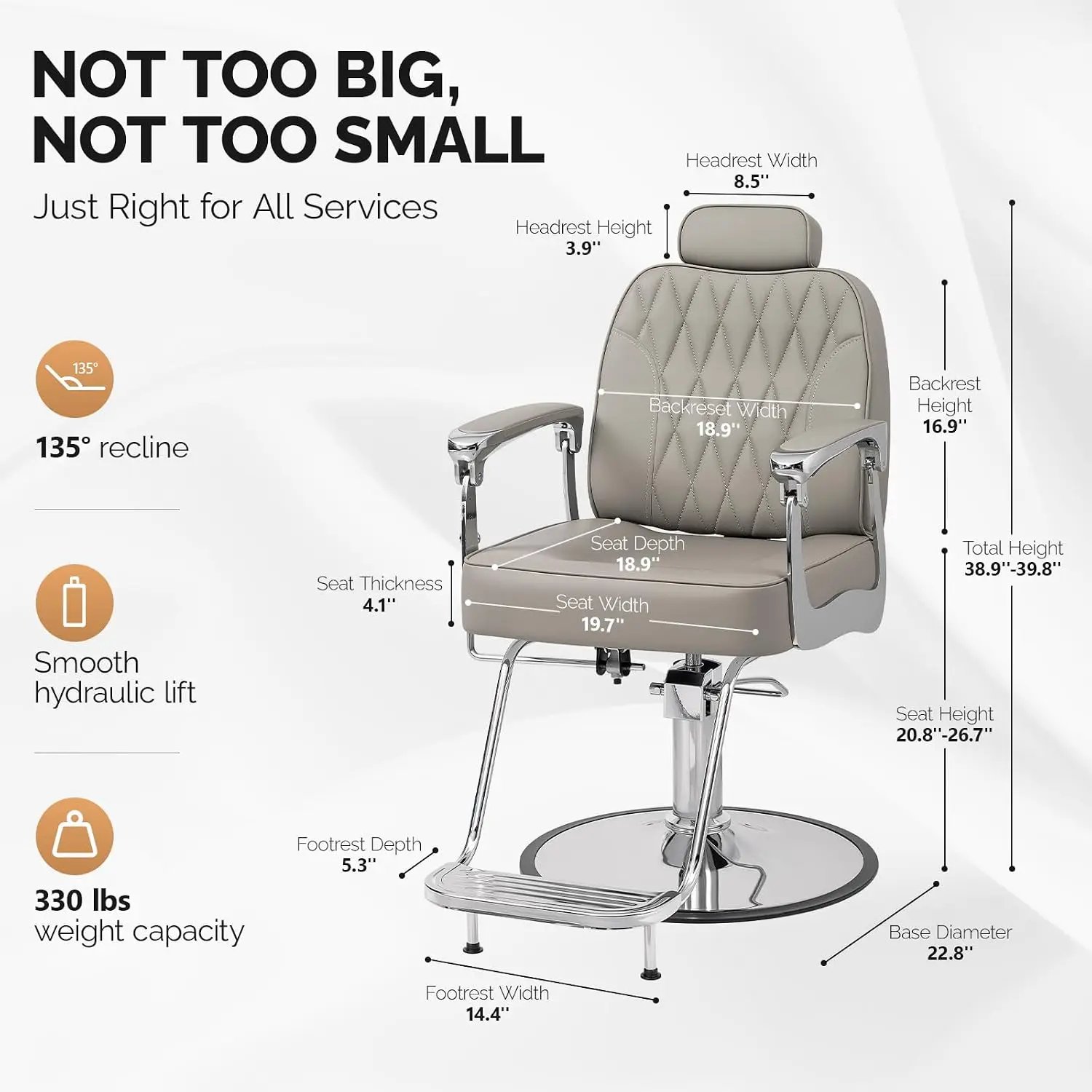 Heavy Duty Reclining Barber Chair Removable Headrest 360° Rotation Hair Stylist Braiding Shampoo Facial Waxing, Customized