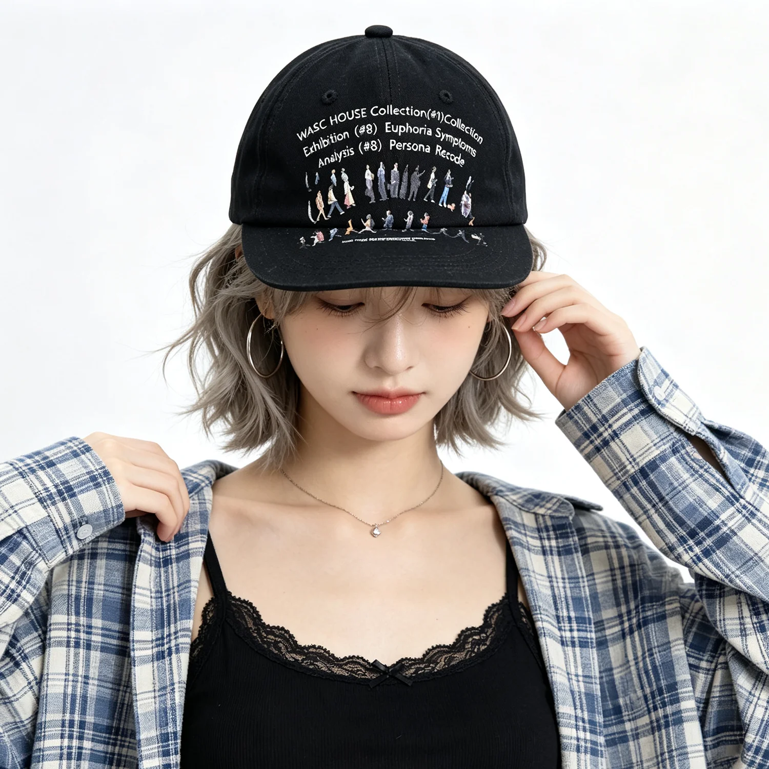Y2K Vintage Washed Baseball Cap Unisex Figure Letter Embroidery Soft Peaked Cap Retro Outdoor Casual Sun Protection Street Hat