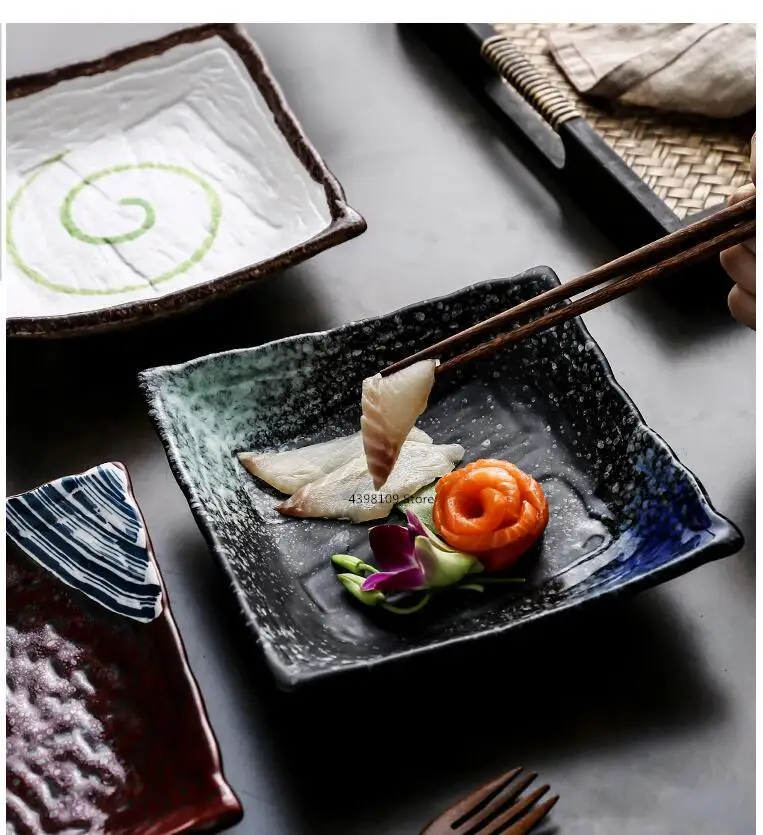 

Japanese tableware sushi plate salad breakfast home square deep snack commercial restaurant