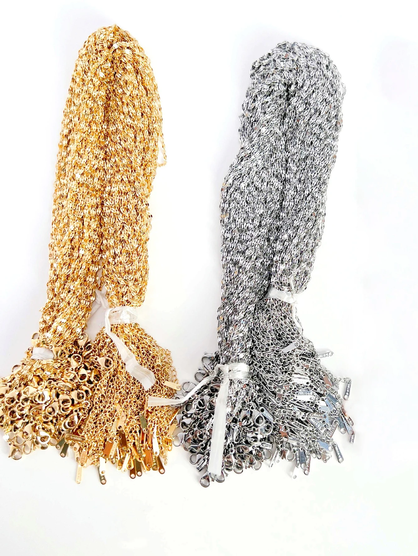 

10/100pcs stylish simple creative 18k gold plated stainless steel thin chain lip chain