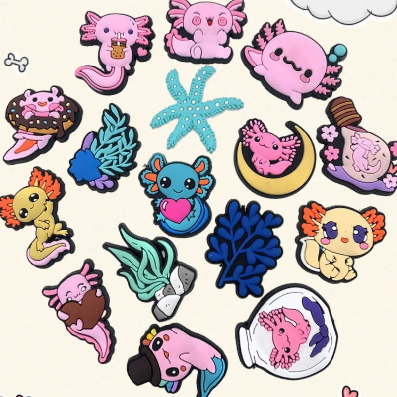 

16Pcs Axolotl Shoe Charms for Clog Sandals Girls Women Party Favors Birthday Decorative Charms