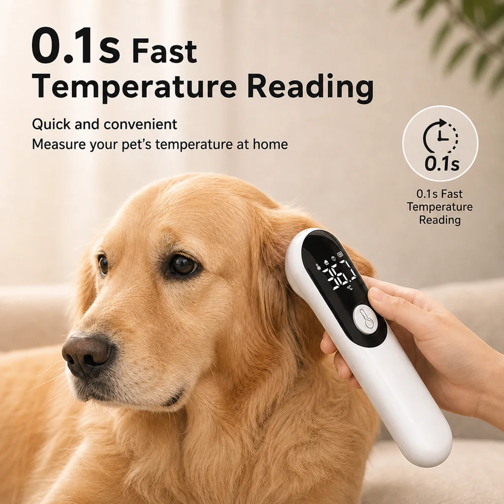 JUSTLANG Rechargeable Pet Thermometer Infrared Electronic LED Display Fast ℃/℉ Dog&Cat Veterinary Temperature Fever for Animal view 2