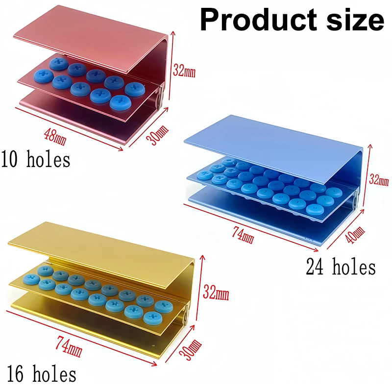 10/18/16/24/40 Holes Dental Bur Box  Cleaning Stand Holder  With Silicon For FG RA Bur  Speed and Low Speed Burs Autoclavable
