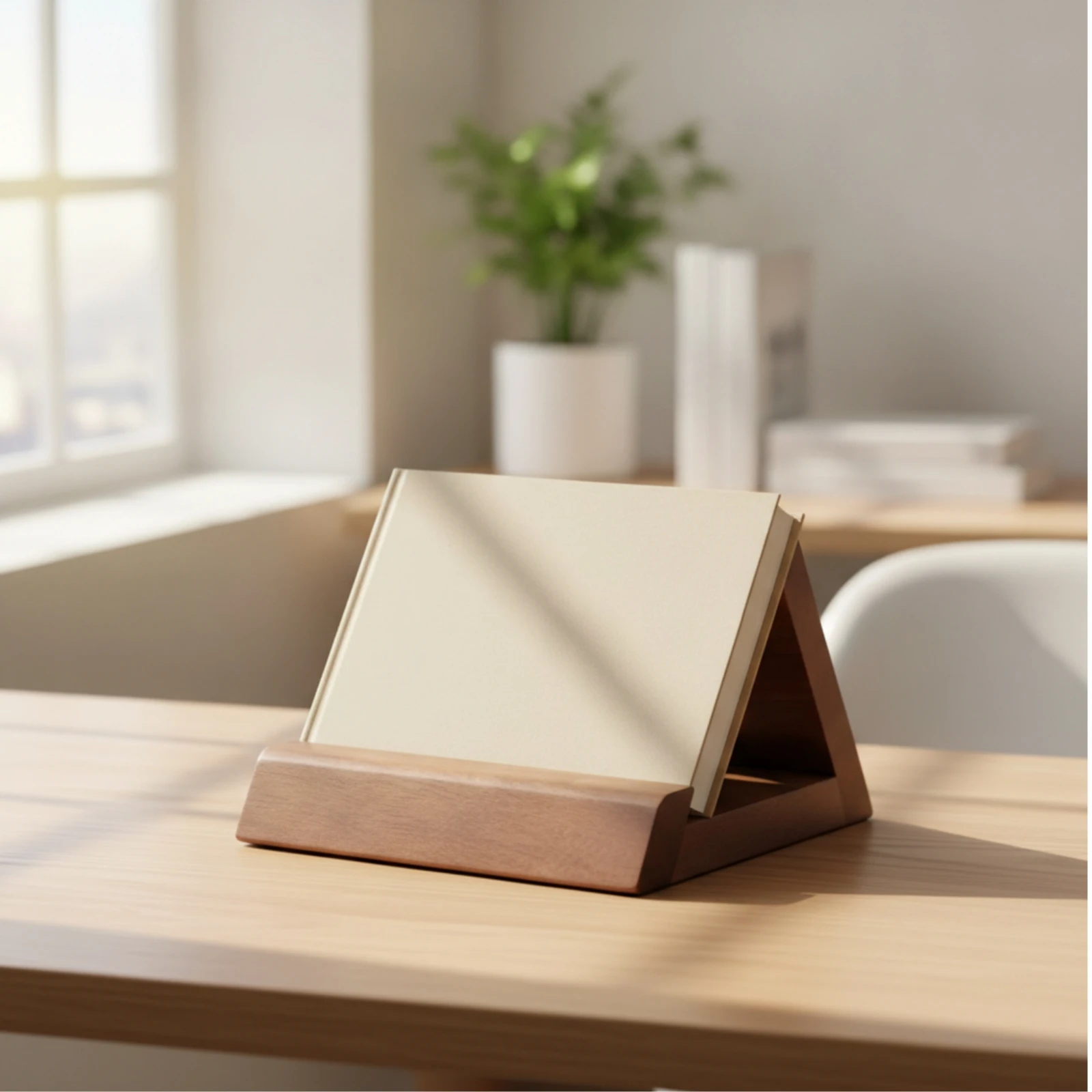 Triangular Desktop Reading Stand Versatile Walnut Recipe Book Holder Desktop Bookstand Handscomplimentary for Desk, Kitchen