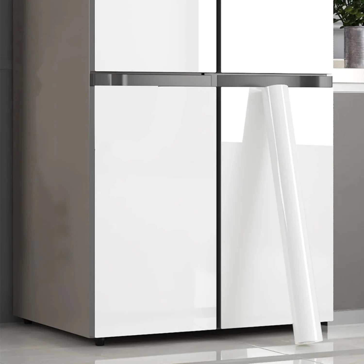 White High Gloss Vinyl DIY Wallpaper Pearl Film Self-Adhesive Waterproof Wardrobe Kitchen Furniture Wall Stickers for Room Decor