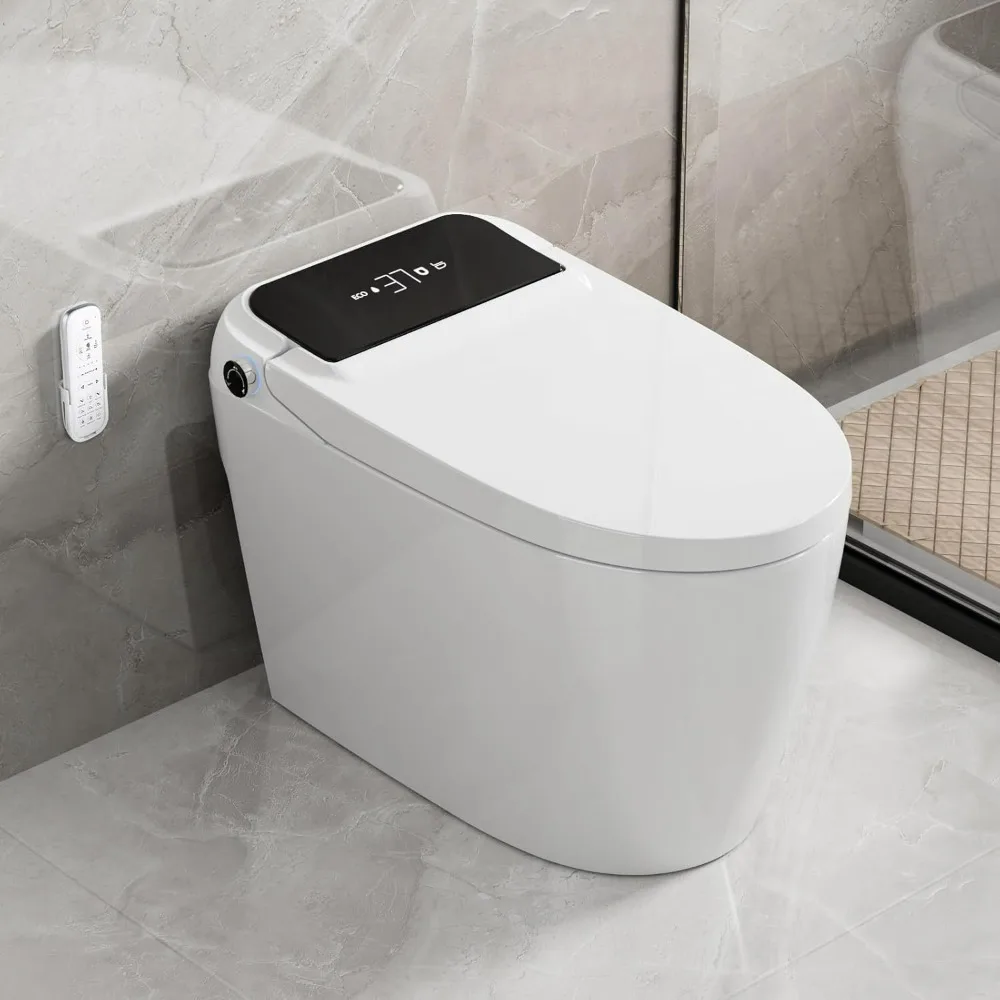 Tankless Smart Toilet with Bidet Built in, One-piece Bidet Toilet Seat, Auto Flush, Auto Open & Auto Close, Warm Water and Dry