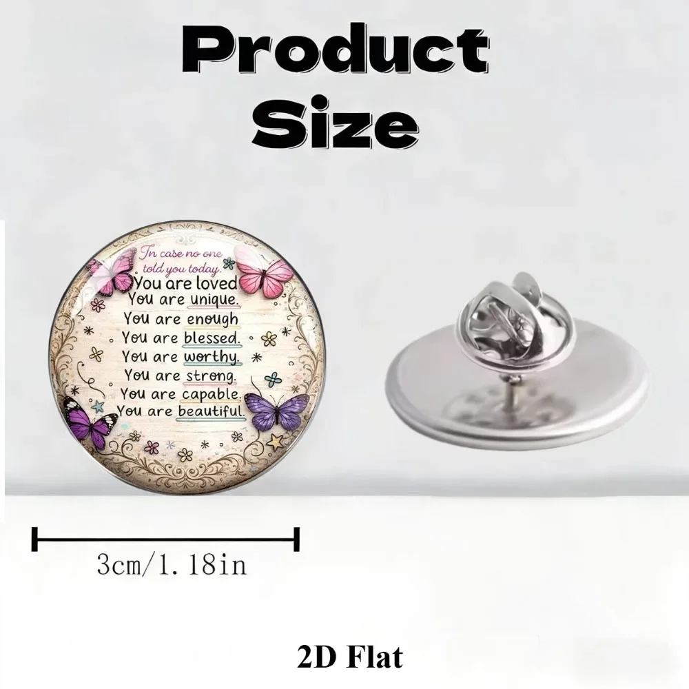 6-20Pcs Inspirational Quote Lapel Pin, Butterfly Floral Brooch, 2D Flat Stainless Steel Affirmation Badge, Souvenir Gift for Her
