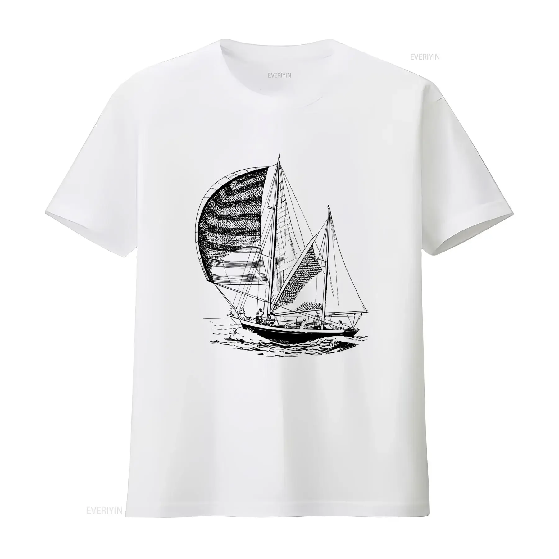 Sailboat Under Sail T Shirt for Men and Women Sailing Boat Print Nautical Yachting Design Sailor Yachtman Style Available in
