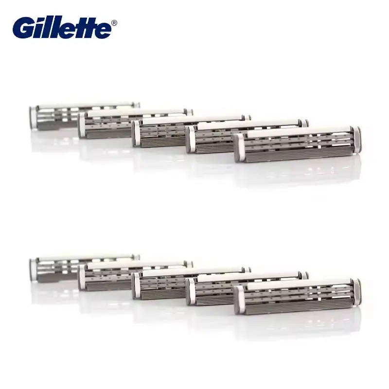 Лезвия для бритвы Gillette Sensor Excel, 10 шт. для мужчин, двухслойные мужские бритвенные головки для лица, бороды, удаления волос, сменные бритвенные головки