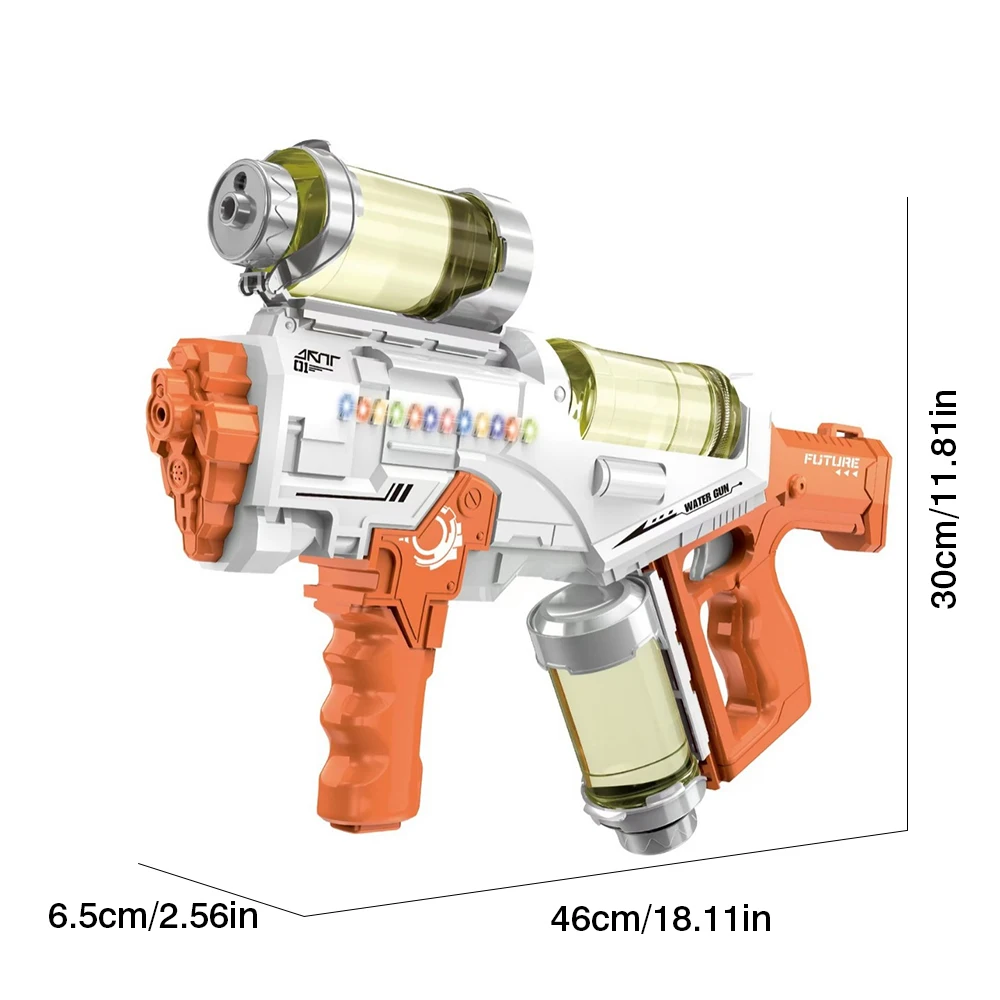 Pistola de agua eléctrica para niños, juegos al aire libre, pistola de agua automática, pistolas de diversión de gran capacidad con luz, juguete de piscina para niños