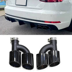 2pcs Quad Exhaust Tips For Audi A4 B8 B9 A5 A6 C7 C8 A7 Upgrade S4 S5 S6 Style Stainless Steel Muffler Tailpipe 58mm Inlet