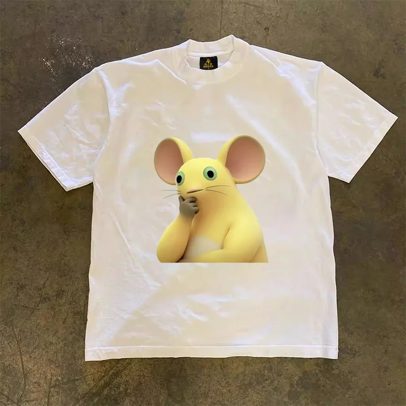 Loose Fit Cotton T-Shirt Unisex Short Sleeve Double Thread UPUPXIA Hero Print Sweat Absorbent round Neck Casual Summer Top