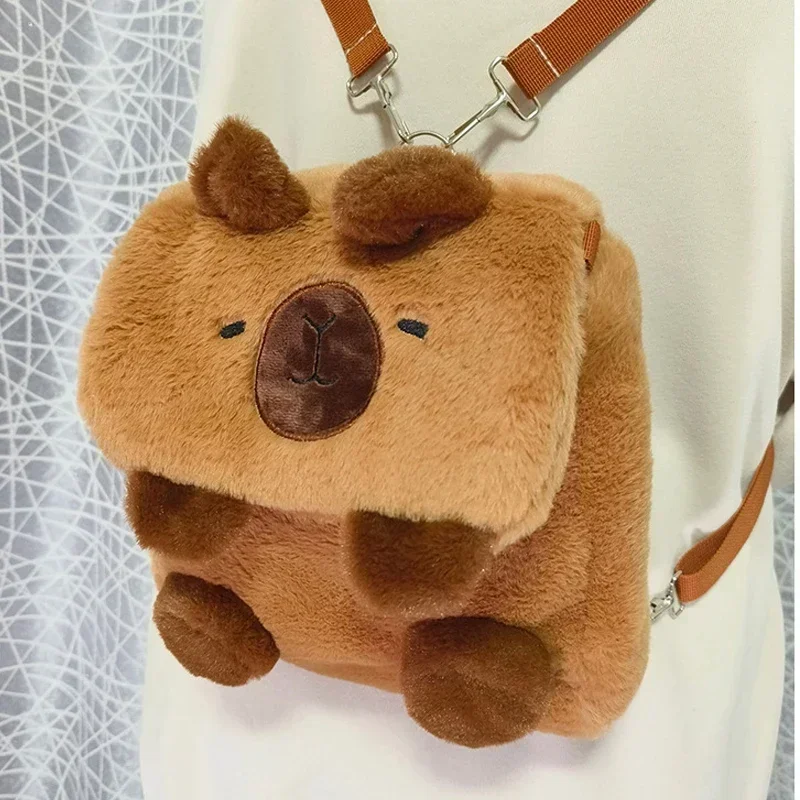 

Casual All-match Fur Bags Large Capacity Backpack Mochila School Backpack Hot Backpack Student Artificial Fur Plush Capybara Bag