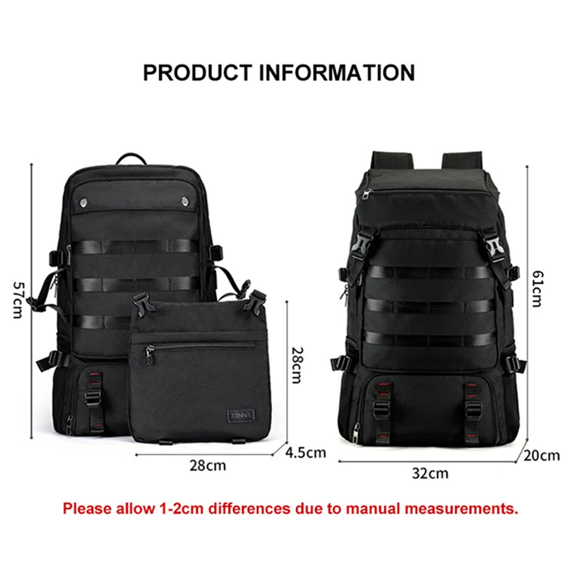 Large Capacity 80L Travel Bag Multifunctional Men\'s Laptop Duffle Backpack Mountaineering Luggage Hiking Oxford Rucksack XA912M