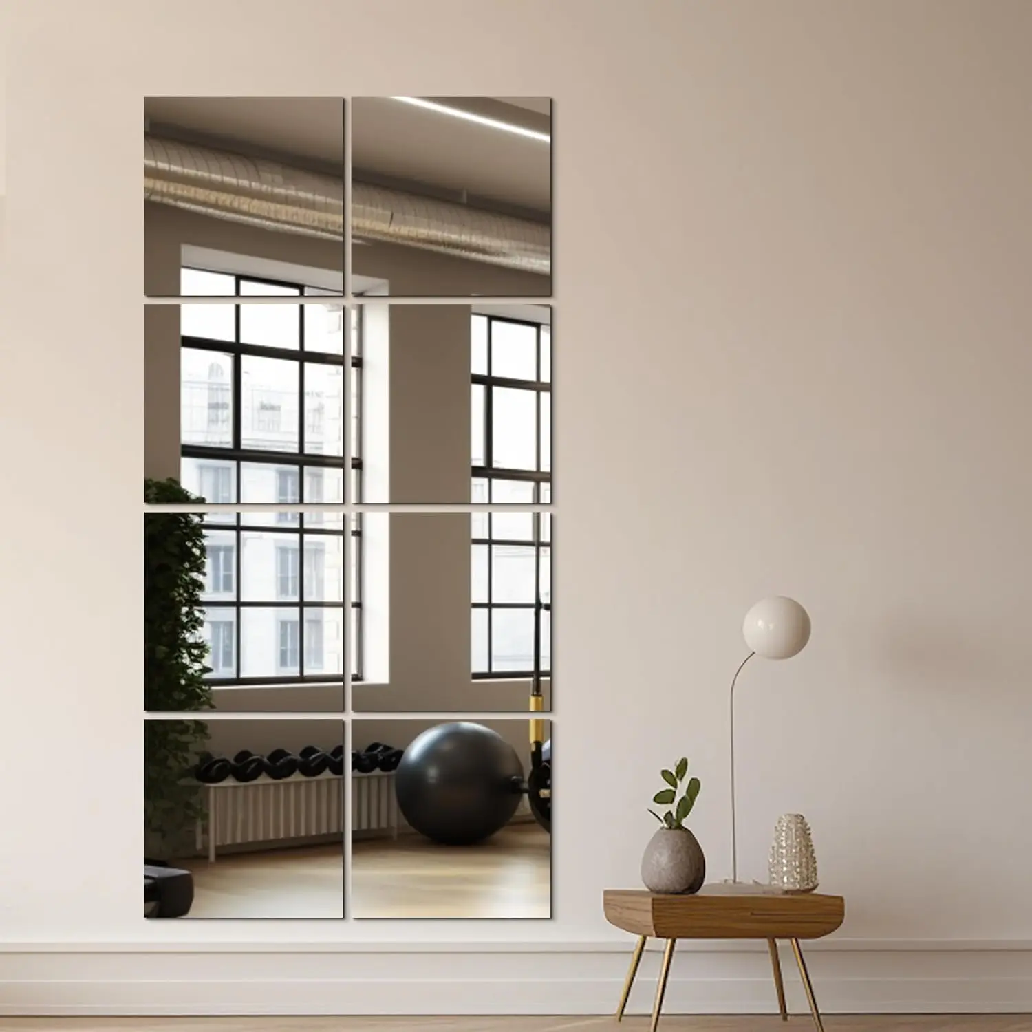 4PCS DIY Design Easy to Install Mirror Stickers for Bathroom Studio Art Room Decor Creative Rental House Makeup Mirror Decor
