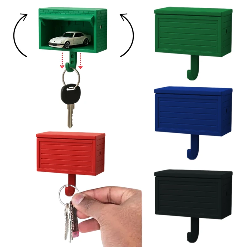 

Car Garage Key Holder With Opening Door Wall Hanging Key Holder 3D Printed Key Organizer Self-adhesive(Car Models Not Included)
