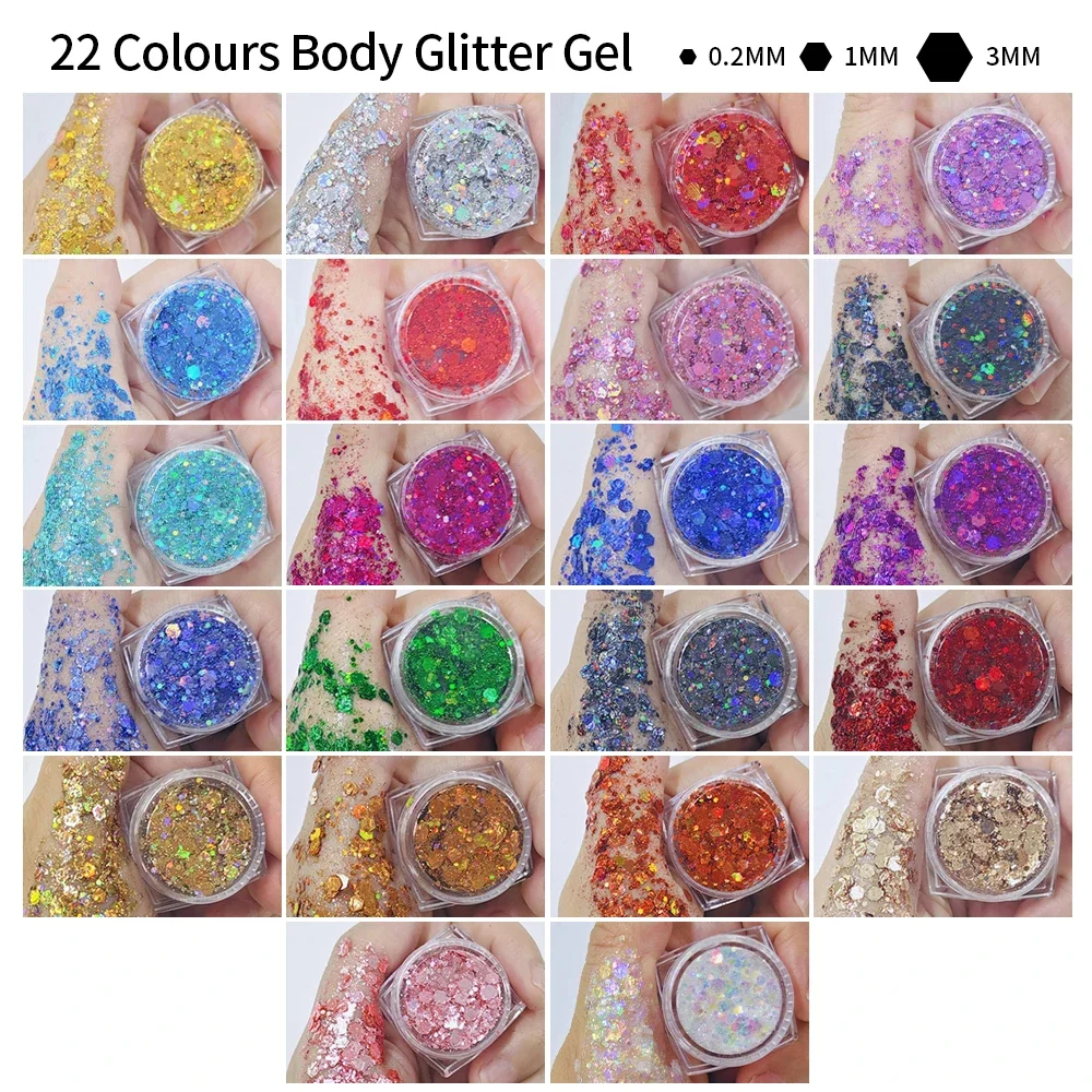 24 Colors Body Glitter Face Festivals Makeup Glitter Gel Face Eye Shadows Korean Makeup Festival Accessories Glitter for Eyes