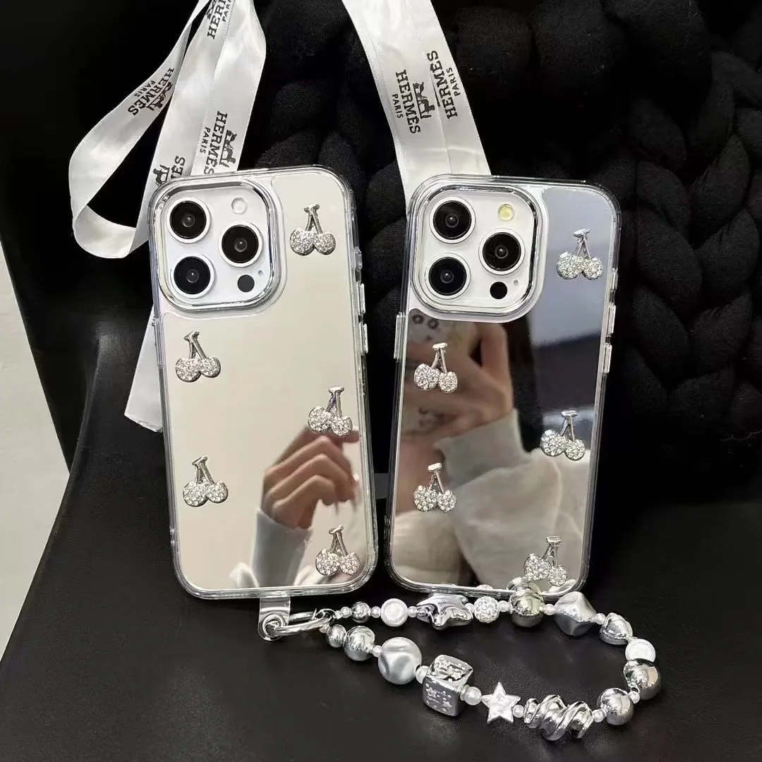 

Cherry mirror finish phone case with electroplated lens frame - Apple phone case