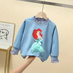 Nuova maglietta abbigliamento ragazza maniche lunghe per bambini t-Shirt ragazze top Sofia cotone di qualità congelato Elsa abbigliamento per bambini Ariel