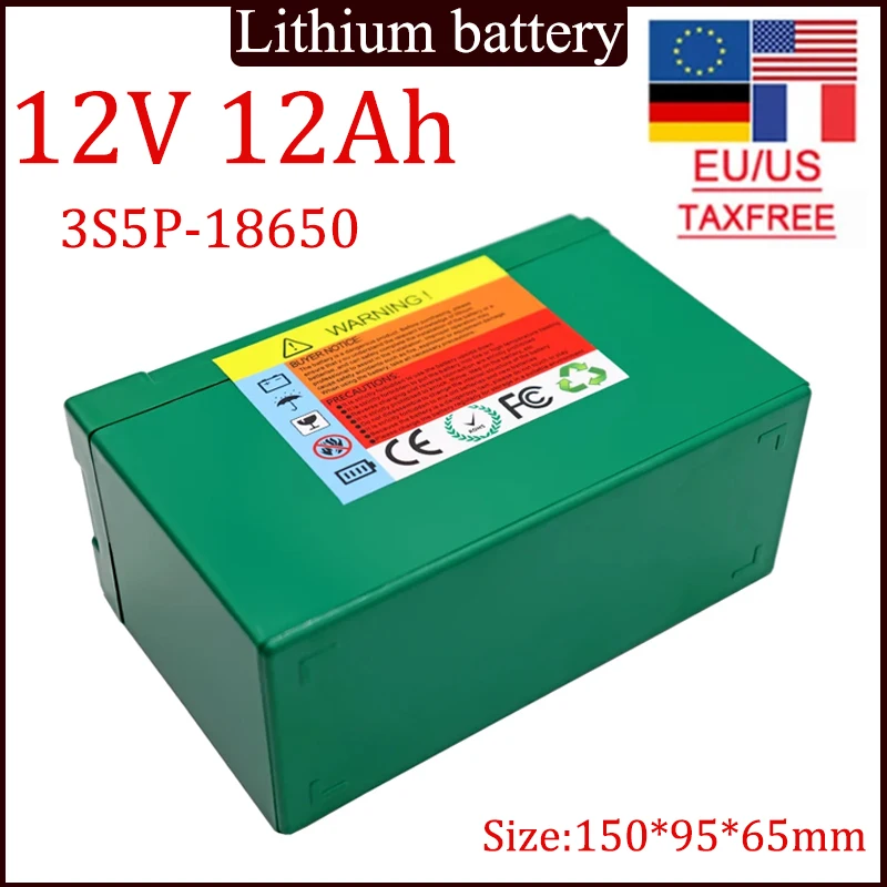 12V 12Ah 18650 3S5P lithium ion battery pack with built-in 20A high power balance BMS children\'s toy car 12V power supply