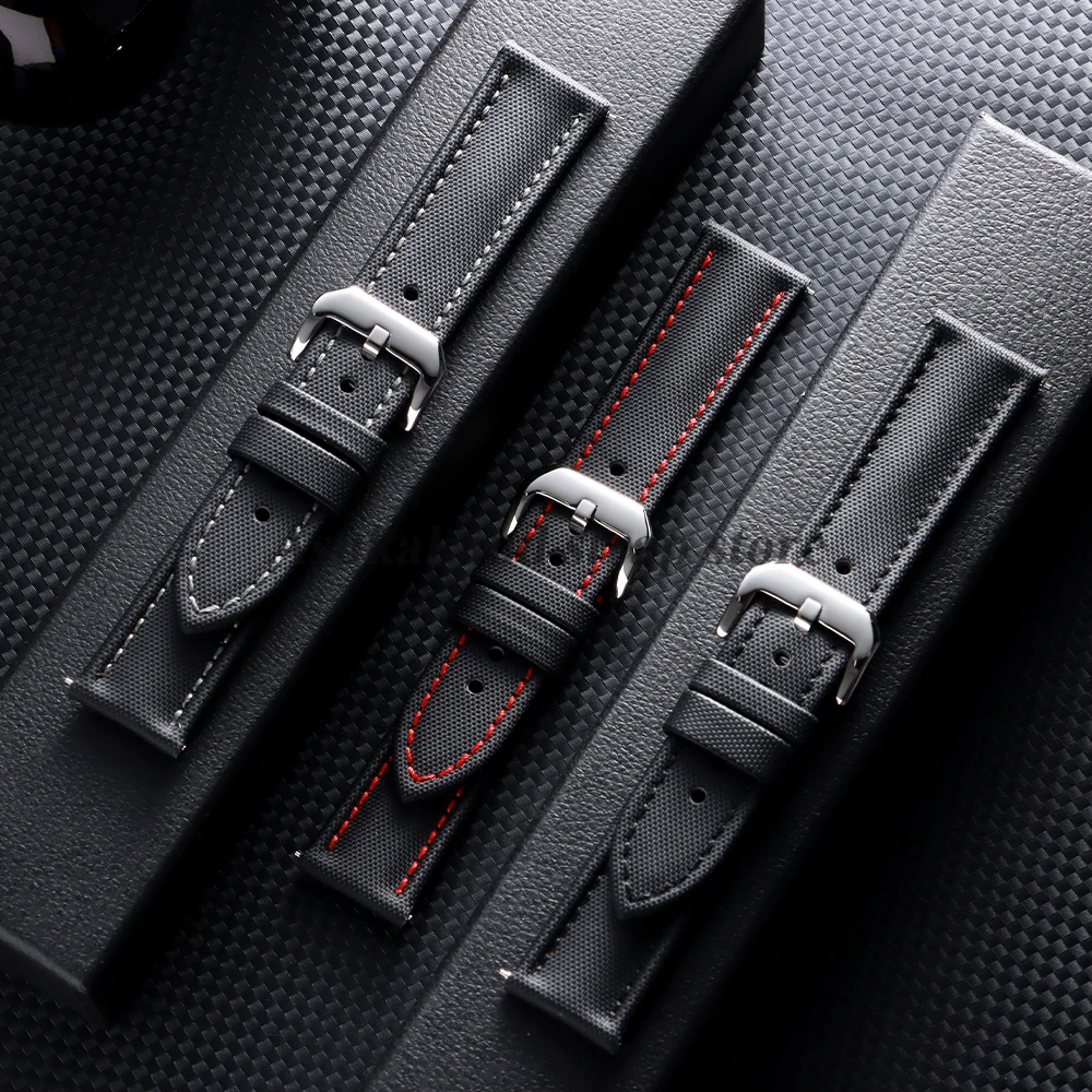 Premium Sailcloth Strap 20mm 22mm 23mm for Seiko for Blancpain for Omega Watchband Durable Nylon Leather Quick Release Men Band