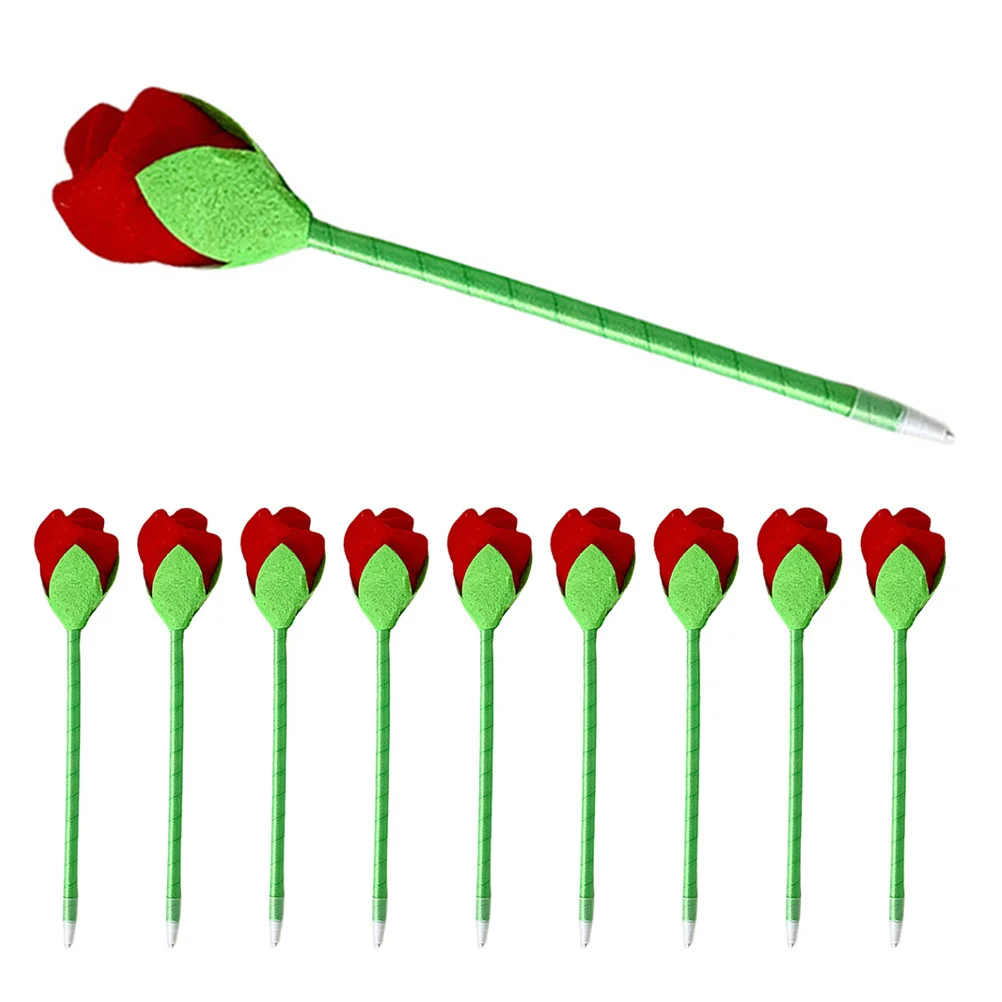 

Cartoon Rose Ballpoint Pen Red Rose Flower Top Smooth Writing Supplies Creative Pen Valentine Birthday Wedding Gift