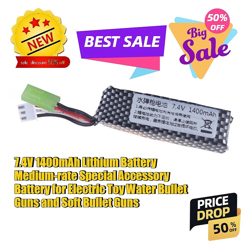 

7.4V 1400mAh Medium-rate Lithium Battery for Electric Toy Water Bead Guns and Soft Bullet Guns