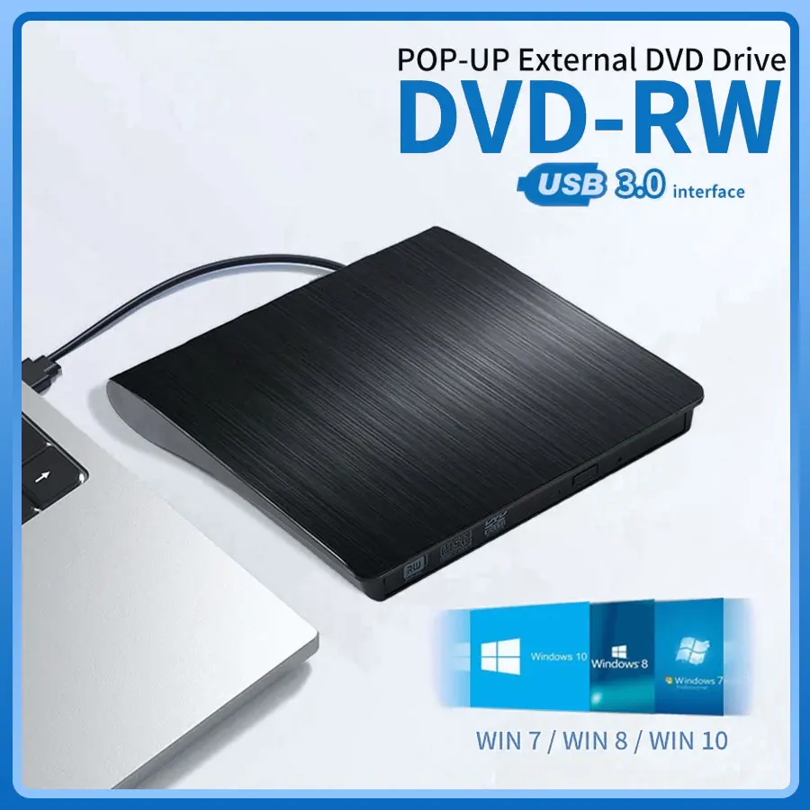 

External CD DVD Drive USB 3.0 CD Burner Portable CD +/-RW Drive DVD Player ROM Rewriter Burner For Mac Desktop PC Laptop Windows