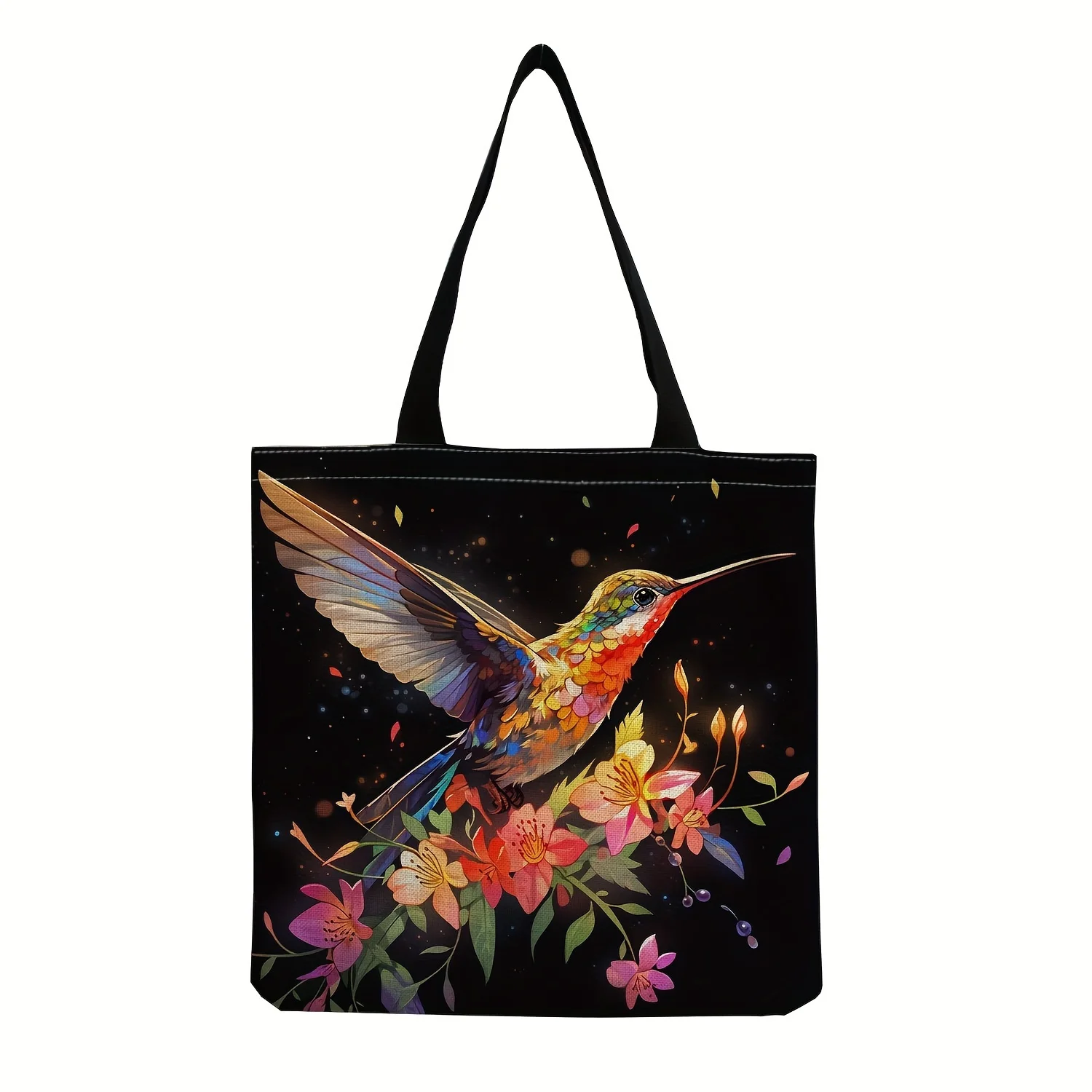 Cute Flower Hummingbird Printed Tote Bag for Women Large Capacity, Easy To Carry, Perfect for Travel, Beach, and Shopping