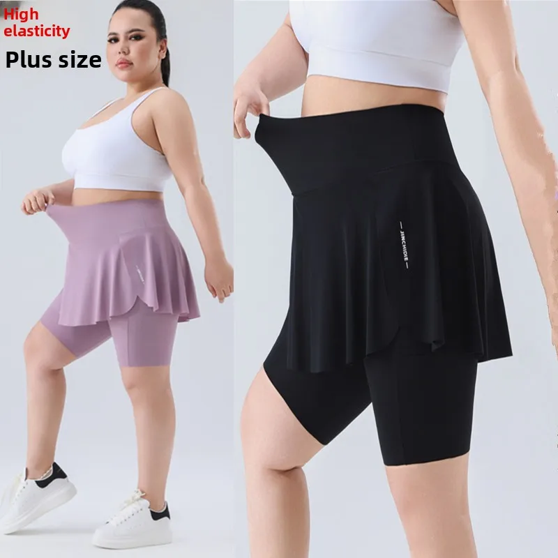 بنطلون رياضي نسائي عالي الخصر ومرن للغاية، مقاس كبير، مناسب للجري والتنس واليوجا، ملابس رياضية للنساء ذوات الوزن الزائد، تنور...