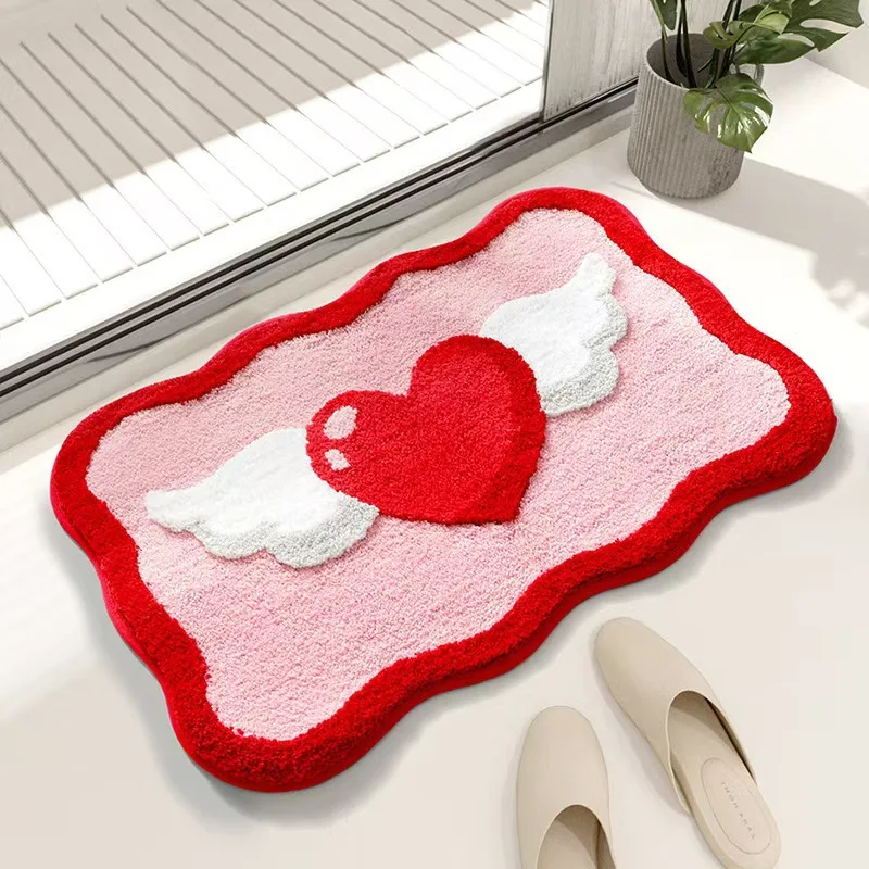 VIKAMA Bow Shaped Rug Cashmere Feel Soft Non-slip Bedside Mat for Bedroom Home Decor