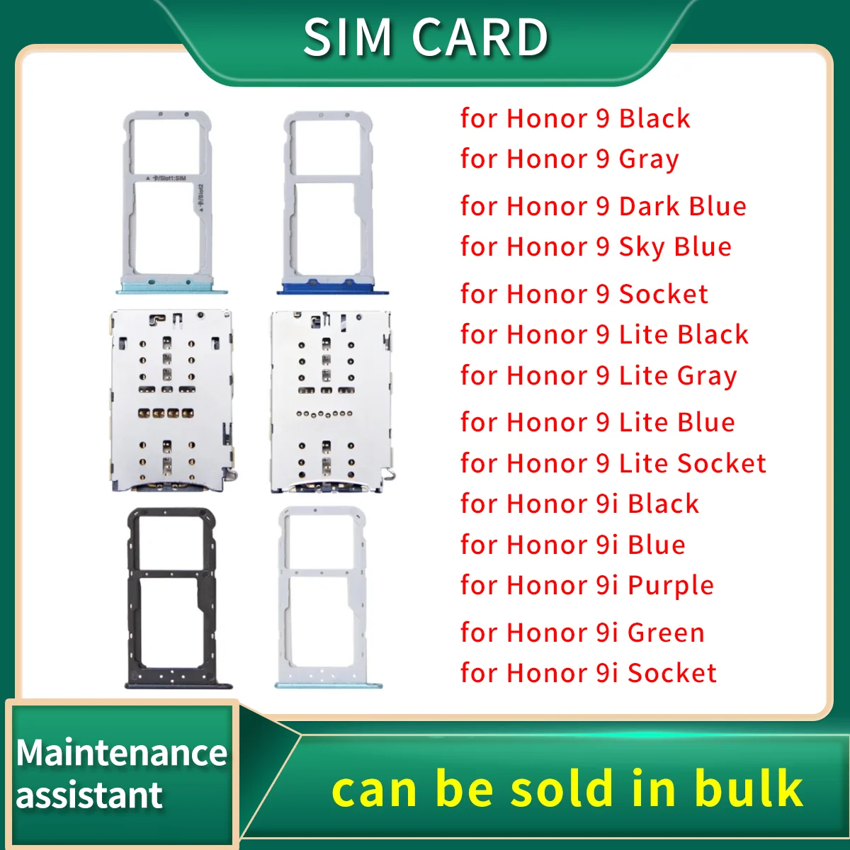 Micro SD Sim Card Socket Slot Adapter Connector Reader For HuaWei Honor 9 Lite 9i sim Tray Container Holder Replacement Parts