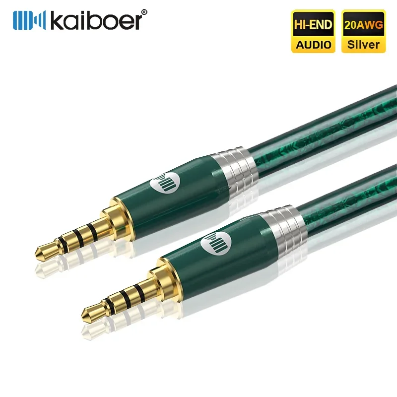 Kabel audio 3,5 mm 4-biegunowy Hi-Fi Stereo TRRS Jack Ekranowany męski na męski przewód AUX do telefonów IPad Samsung Tablety Głośnik Słuchawki