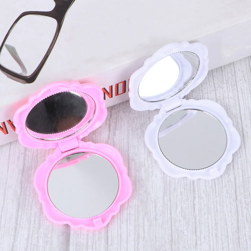 12Pcs Double-Side Foldable Rose Plastic Compact Makeup Mirrors Portable Pocket Mirror Travel Use Makeup Tool Pocket Mirror