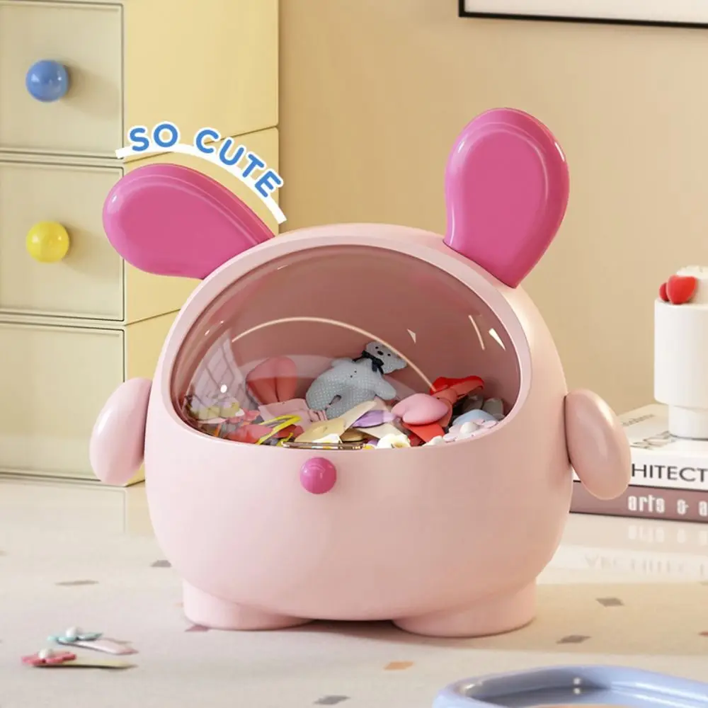 Multifunctional Desktop Storage Box Rabbit High-capacity Desk Organizer Bin Dustproof with Lid Hair Accessories Storage Rack