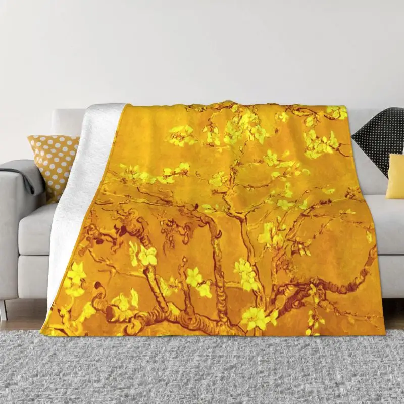 

Vincent Van Gogh Painting Blanket Warm Fleece Soft Flannel Almond Blossoms Throw Blankets for Bedroom Couch Office Spring Autumn